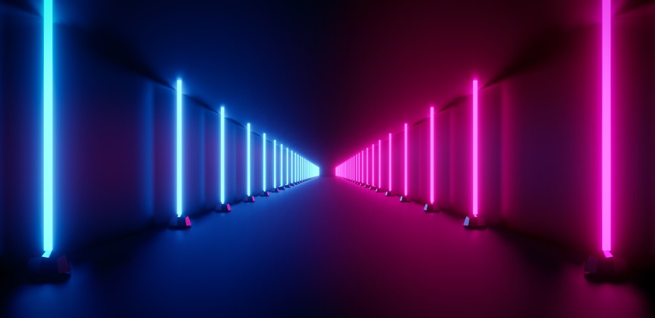 Blue and pink vertical glowing lights