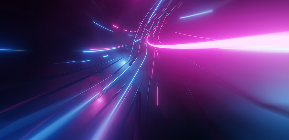 Lines of streaking lights on black