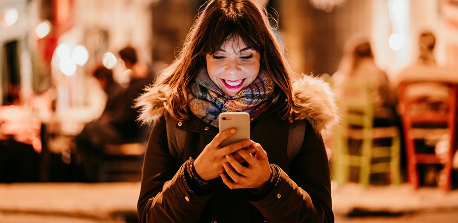 Woman looking at her phone